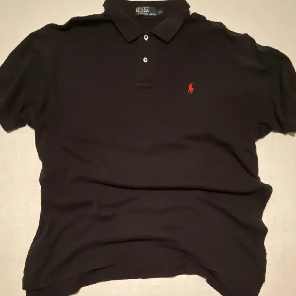 Polo Ralph Lauren Black Solid Polo Shirt Men’s XL Short Sleeve Polo Pony